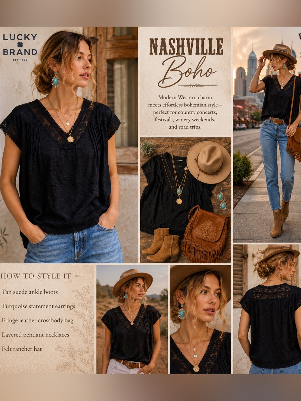 Lucky Brand NWT Black Crinkle Lace Dolman Sleeve Western Boho Blouse Women’s XXL - Picture 3 of 13
